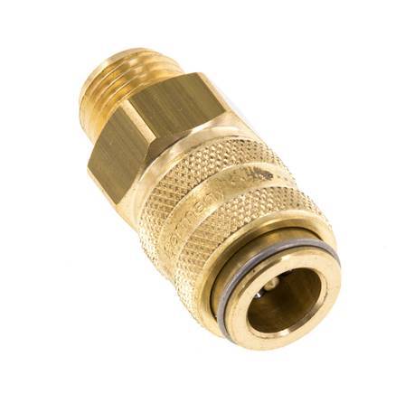 Brass DN 6 Mold Coupling Socket G 1/4 inch Male Threads Double Shut-Off