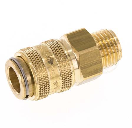 Brass DN 6 Mold Coupling Socket G 1/4 inch Male Threads Double Shut-Off