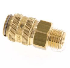 Brass DN 6 Mold Coupling Socket G 1/4 inch Male Threads Double Shut-Off