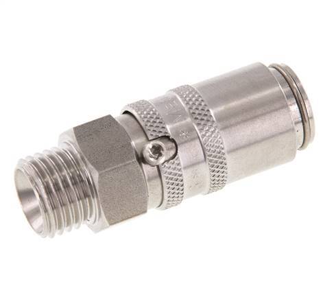 Stainless Steel DN 6 Mold Coupling Socket M14x1.5 Male Threads Double Shut-Off
