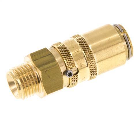 Brass DN 6 Mold Coupling Socket G 1/4 inch Male Threads Unlocking Protection Double Shut-Off