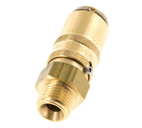Brass DN 6 Mold Coupling Socket G 1/4 inch Male Threads Unlocking Protection Double Shut-Off