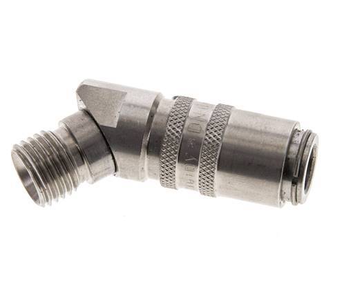 Stainless Steel DN 6 Mold Coupling Socket M14x1.5 Male Threads 45-deg