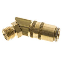 Brass DN 6 Mold Coupling Socket M14x1.5 Male Threads Unlocking Protection Double Shut-Off 45-deg