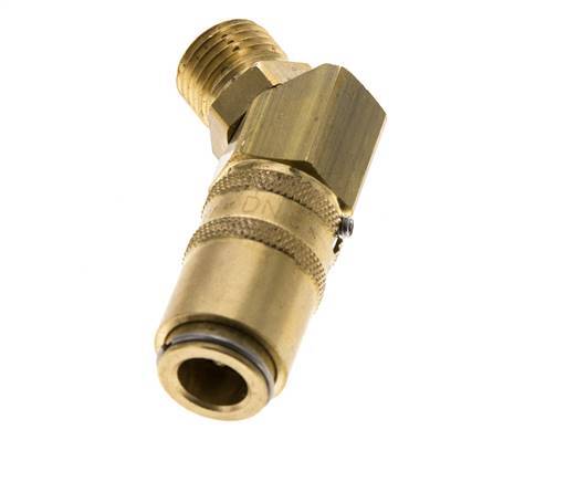 Brass DN 6 Mold Coupling Socket M14x1.5 Male Threads Unlocking Protection Double Shut-Off 45-deg