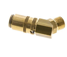 Brass DN 6 Mold Coupling Socket M14x1.5 Male Threads Unlocking Protection Double Shut-Off 45-deg