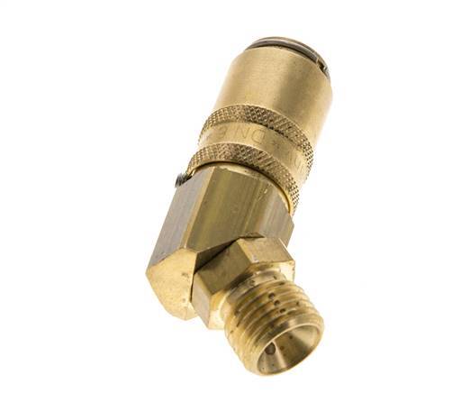 Brass DN 6 Mold Coupling Socket M14x1.5 Male Threads Unlocking Protection Double Shut-Off 45-deg