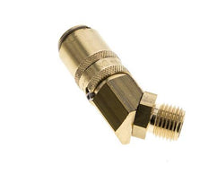 Brass DN 6 Mold Coupling Socket G 1/4 inch Male Threads Unlocking Protection Double Shut-Off 45-deg