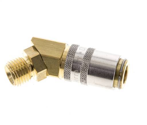Brass DN 6 Mold Coupling Socket G 1/4 inch Male Threads Unlocking Protection 45-deg