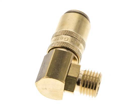 Brass DN 6 Mold Coupling Socket M14x1.5 Male Threads Double Shut-Off 90-deg