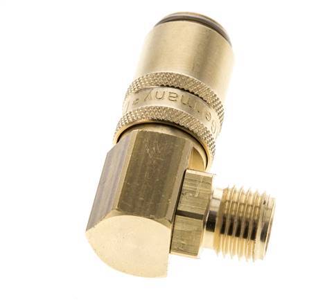 Brass DN 6 Mold Coupling Socket G 1/4 inch Male Threads Double Shut-Off 90-deg