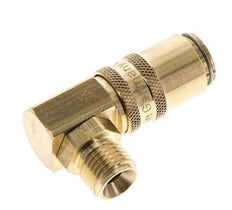 Brass DN 6 Mold Coupling Socket G 1/4 inch Male Threads Double Shut-Off 90-deg
