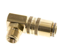 Brass DN 6 Mold Coupling Socket G 1/4 inch Male Threads Double Shut-Off 90-deg