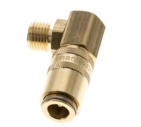 Brass DN 6 Mold Coupling Socket G 1/4 inch Male Threads Double Shut-Off 90-deg