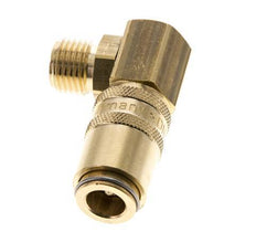 Brass DN 6 Mold Coupling Socket G 1/4 inch Male Threads Double Shut-Off 90-deg