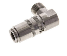 Stainless Steel DN 6 Mold Coupling Socket M14x1.5 Male Threads Double Shut-Off 90-deg