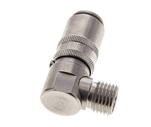 Stainless Steel DN 6 Mold Coupling Socket M14x1.5 Male Threads Double Shut-Off 90-deg
