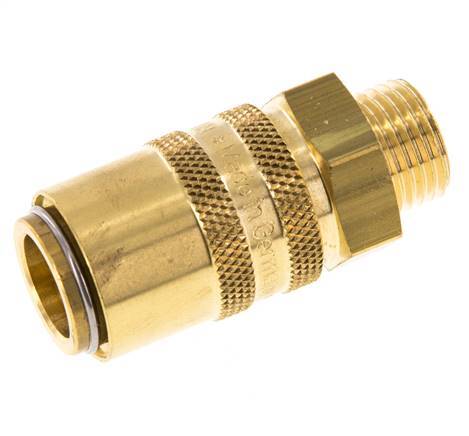 Brass DN 9 Mold Coupling Socket M16x1.5 Male Threads Double Shut-Off
