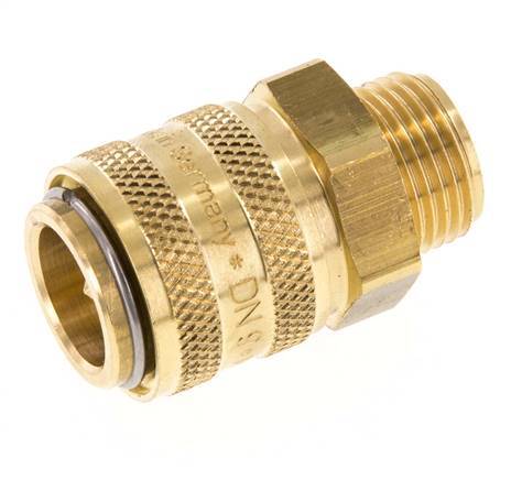 Brass DN 9 Mold Coupling Socket G 3/8 inch Male Threads Double Shut-Off