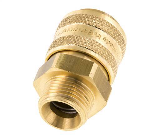 Brass DN 9 Mold Coupling Socket G 3/8 inch Male Threads Double Shut-Off