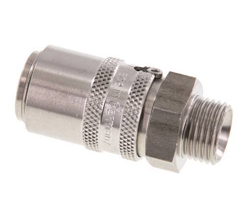 Stainless Steel DN 9 Mold Coupling Socket M16x1.5 Male Threads Double Shut-Off
