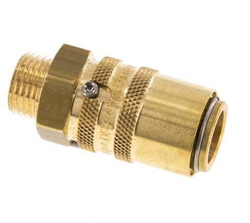 Brass DN 9 Mold Coupling Socket M16x1.5 Male Threads Unlocking Protection Double Shut-Off