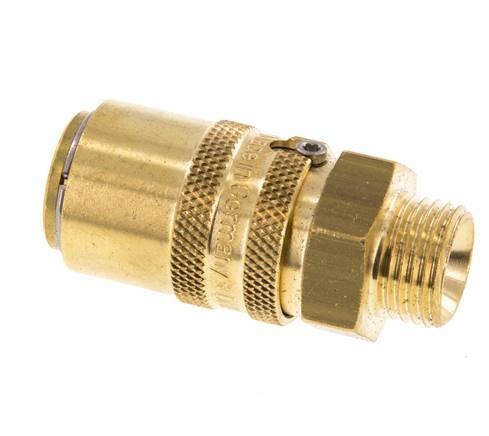 Brass DN 9 Mold Coupling Socket M16x1.5 Male Threads Unlocking Protection Double Shut-Off