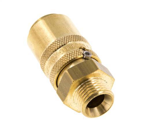 Brass DN 9 Mold Coupling Socket M16x1.5 Male Threads Unlocking Protection Double Shut-Off