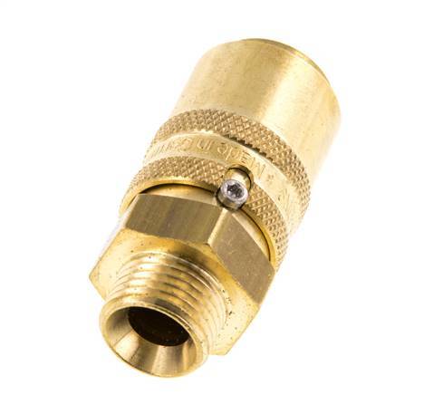 Brass DN 9 Mold Coupling Socket M16x1.5 Male Threads Unlocking Protection Double Shut-Off