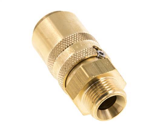 Brass DN 9 Mold Coupling Socket G 3/8 inch Male Threads Unlocking Protection Double Shut-Off