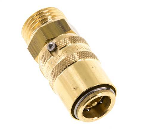 Brass DN 9 Mold Coupling Socket G 1/2 inch Male Threads Unlocking Protection Double Shut-Off