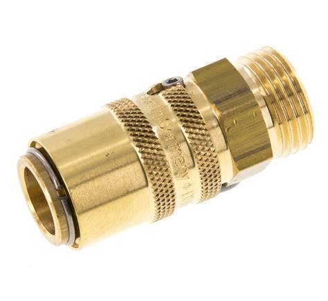 Brass DN 9 Mold Coupling Socket G 1/2 inch Male Threads Unlocking Protection Double Shut-Off