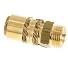 Brass DN 9 Mold Coupling Socket G 1/2 inch Male Threads Unlocking Protection Double Shut-Off