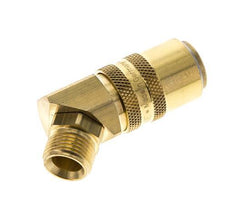 Brass DN 9 Mold Coupling Socket G 3/8 inch Male Threads Double Shut-Off 45-deg