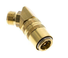 Brass DN 9 Mold Coupling Socket G 3/8 inch Male Threads Double Shut-Off 45-deg