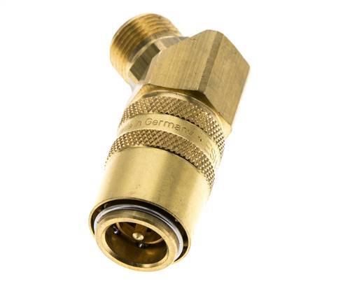 Brass DN 9 Mold Coupling Socket G 3/8 inch Male Threads Double Shut-Off 45-deg