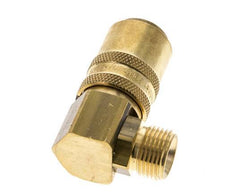 Brass DN 9 Mold Coupling Socket G 3/8 inch Male Threads Unlocking Protection Double Shut-Off 90-deg