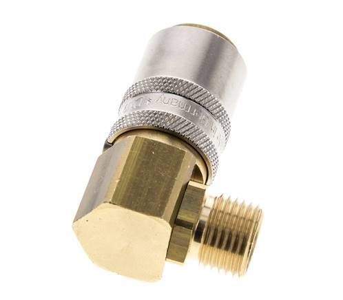 Brass DN 9 Mold Coupling Socket M16x1.5 Male Threads Unlocking Protection 90-deg