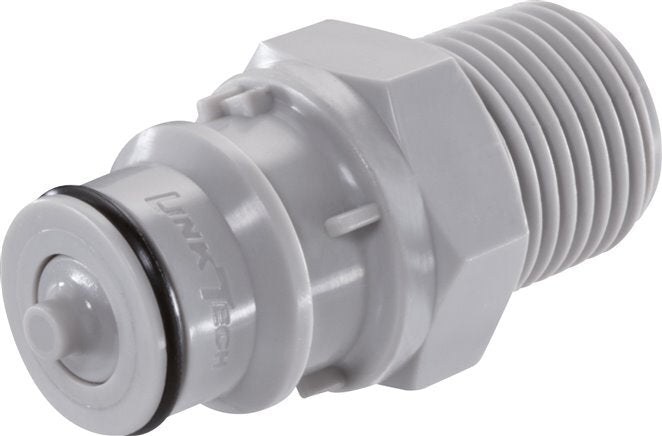 PP DN 9.5 Linktech Coupling Plug 1/2 inch Male NPT Threads Double Shut-Off 60 Series