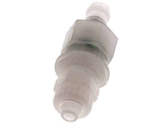 PVDF DN 5 Coupling Plug 6x8 mm Union Nut Bulkhead Double Shut-Off