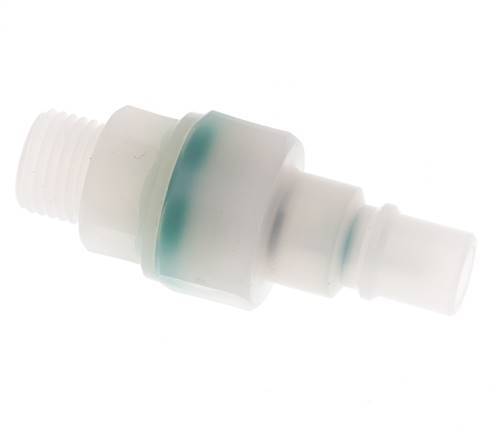 PVDF DN 7.2 Coupling Plug G 1/4 inch Male Threads Double Shut-Off