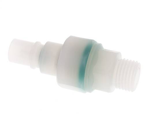 PVDF DN 7.2 Coupling Plug G 1/4 inch Male Threads Double Shut-Off