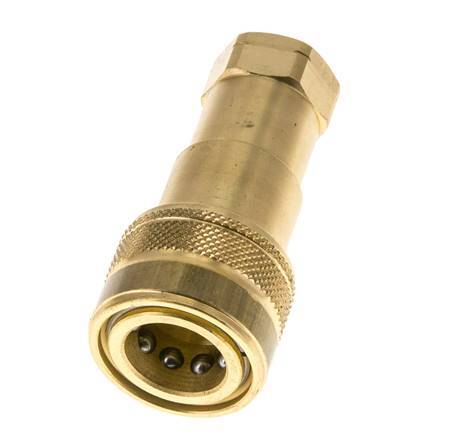 Brass DN 6.3 Hydraulic Coupling Socket 1/4 inch Female NPT Threads ISO 7241-1 B D 14.2mm