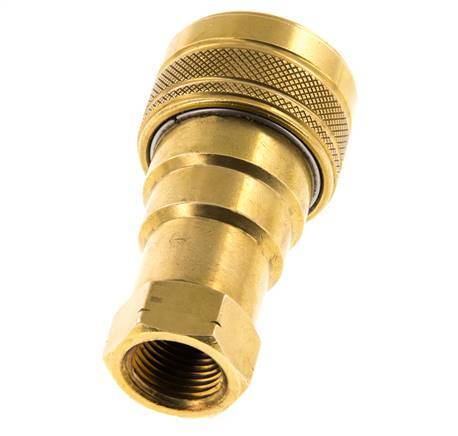 Brass DN 10 Hydraulic Coupling Socket 3/8 inch Female NPT Threads ISO 7241-1 B D 19.1mm