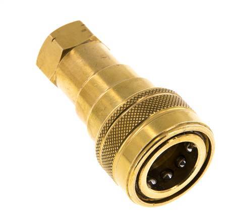 Brass DN 10 Hydraulic Coupling Socket 3/8 inch Female NPT Threads ISO 7241-1 B D 19.1mm