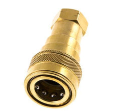 Brass DN 10 Hydraulic Coupling Socket 3/8 inch Female NPT Threads ISO 7241-1 B D 19.1mm
