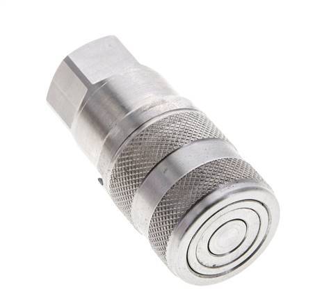 Stainless Steel DN 6 Flat Face Hydraulic Socket G 1/4 inch Female Threads ISO 16028 D 16.2mm