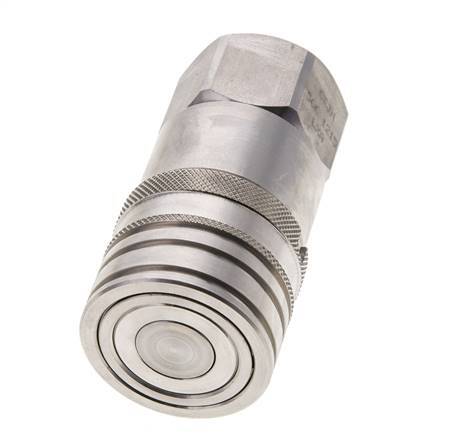 Stainless Steel DN 12 Flat Face Hydraulic Socket G 1/2 inch Female Threads ISO 16028 CEJN D 24.5mm