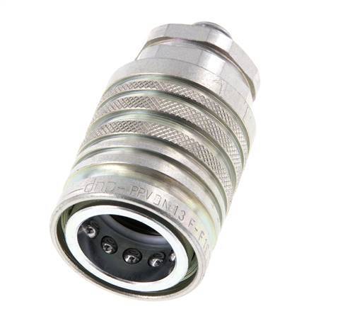 Steel DN 12.5 Hydraulic Coupling Socket 8 mm L Compression Ring ISO 7241-1 A/8434-1 D 20.5mm