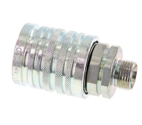 Steel DN 12.5 Hydraulic Coupling Socket 12 mm L Compression Ring ISO 7241-1 A/8434-1 D 20.5mm